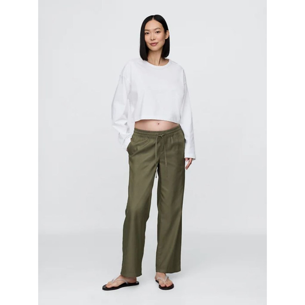 GAP Maternity Under Belly Wide Leg Pants Olive Green Medium NWT RT$90 Comfy Work